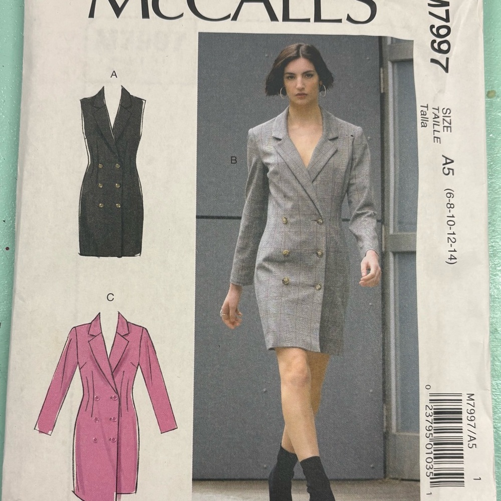 McCall’s M7997 Misses Double-Breasted Blazer Dress Sewing